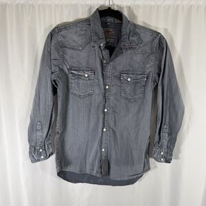 Rafter C Pearl Snap Women's Large Blue Pro Flex 45 Performance Cotton Blend